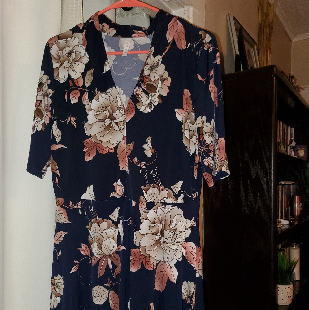 Modcloth Floral Dress with Elbow Length Sleeves